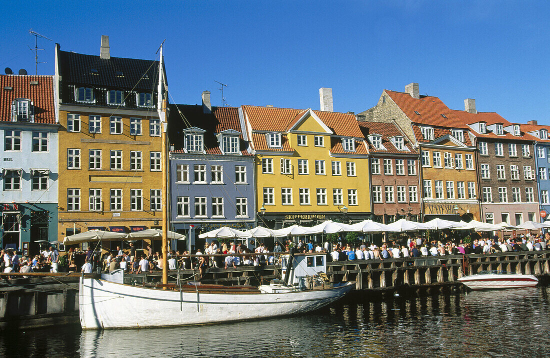 View of Nyhavn in Copenhagen. Denmark
