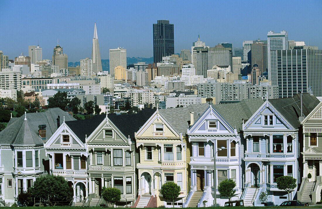 Victorian Houses in Alamo Square. San Francisco. California, USA