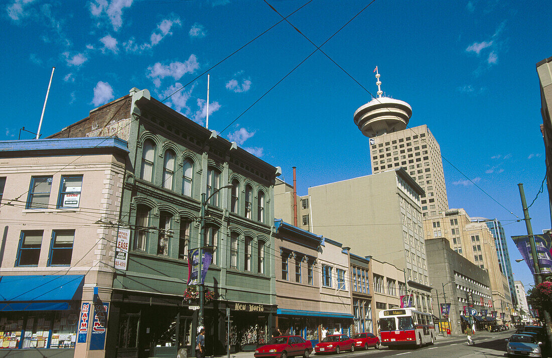 Cordova Street in Vancouver. Columbia Britanica, Canada