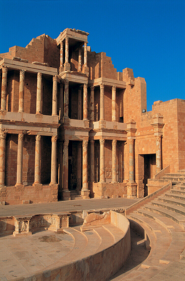 Roman theatre, ruins of the ancient city of Sabratha. Libya