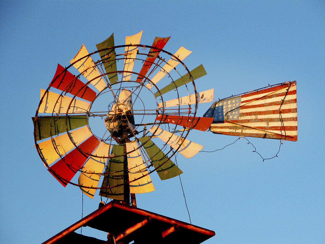 Hand Painted windmill, Art, in New Mexico, USA
