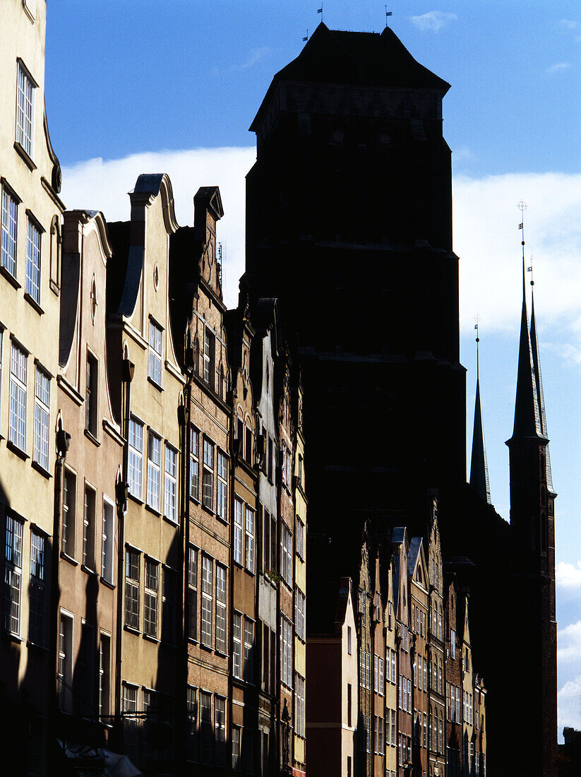 Old Town Sihouette of the gothic cathedral of St Mary one of the biggest in Europe. Gdansk. Poland.