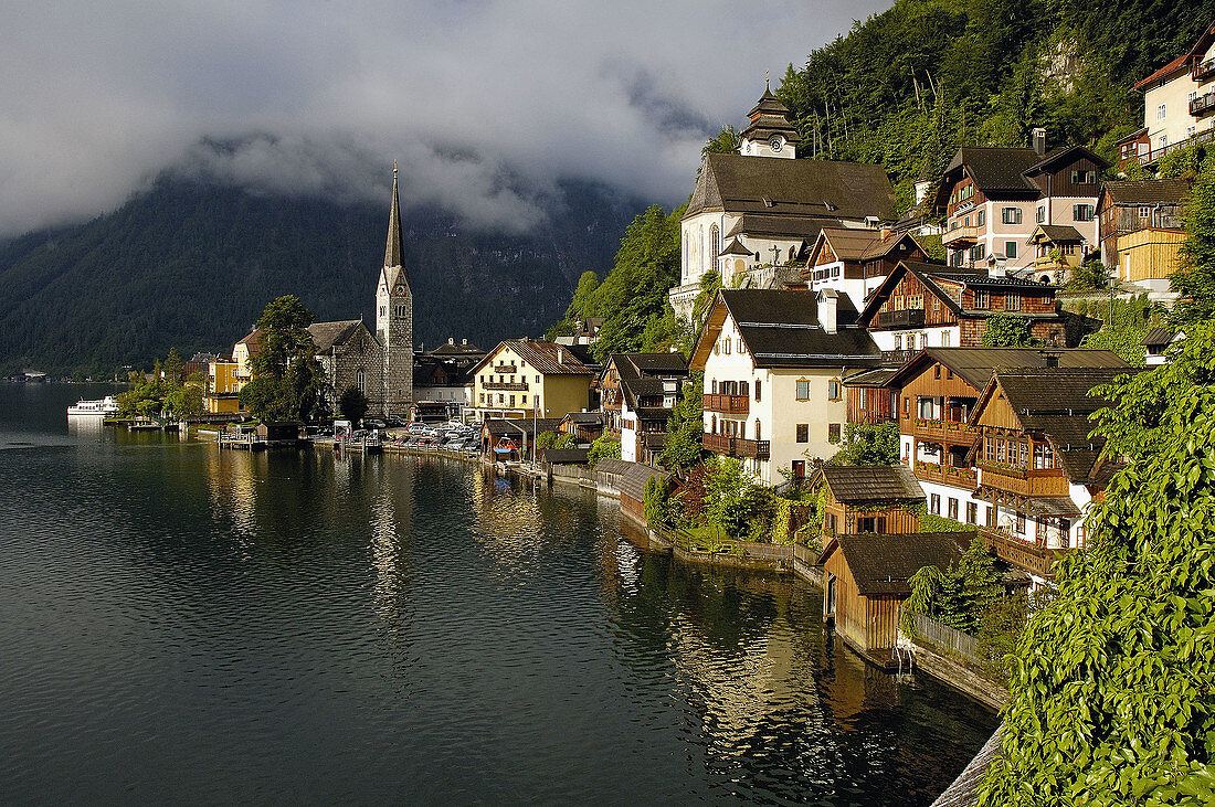 The town of Hallstatt in the Salzkammergut region of Austria. 2006.