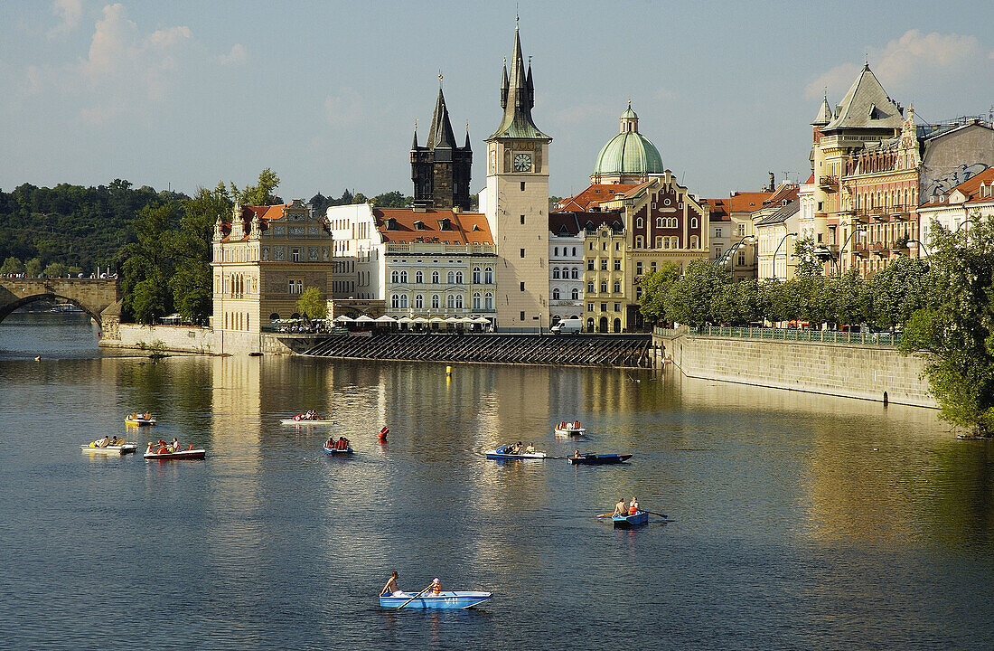Rowing boats on the Vltava River in Prague. Czech Republic. 2006.