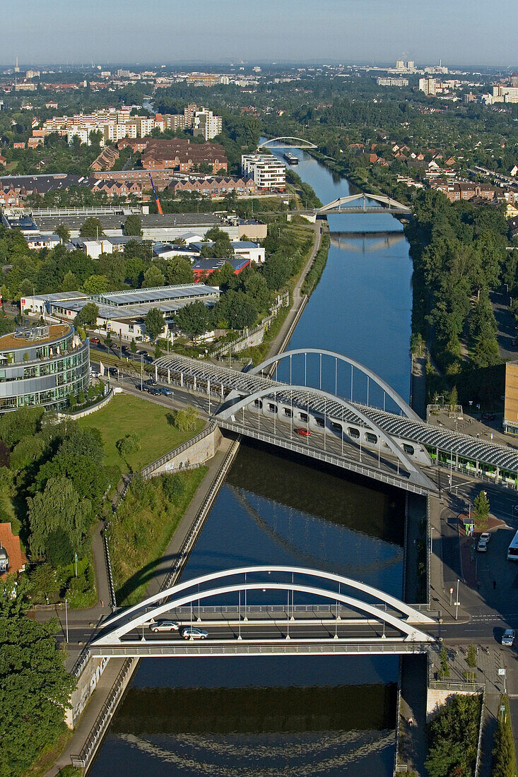Bridges over Mittellandkanal (midland canal), Hanover, Lower Saxony, Germany