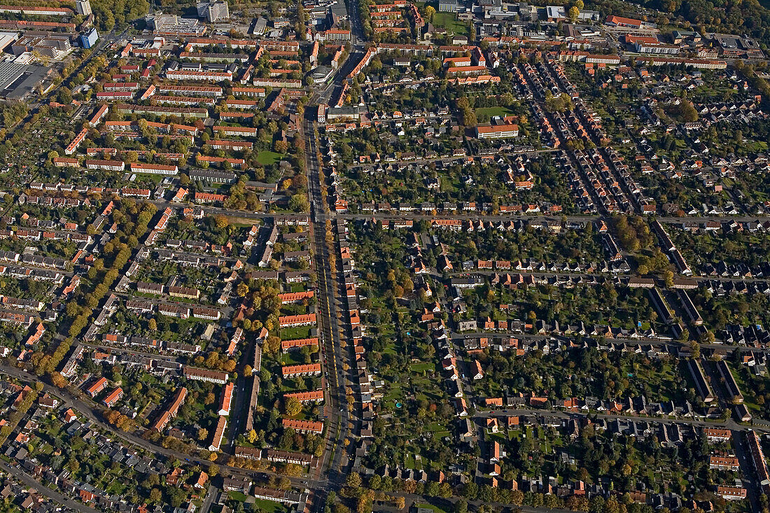 aerial view of housing Hanover, Lower Saxony, northern Germany