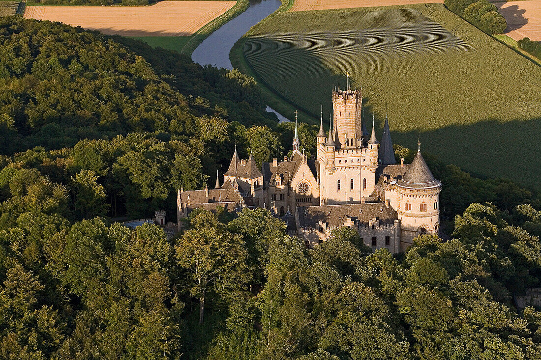 aerial view, Marienburg Castle, region of Hanover, Lower Saxony, northern Germany