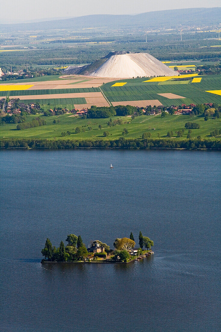 aerial view of Steinhuder Meer, Steinhude Lake, Wilhelmstein  Insel, nature reserve, Hanover Region, Lower Saxony, northern Germany