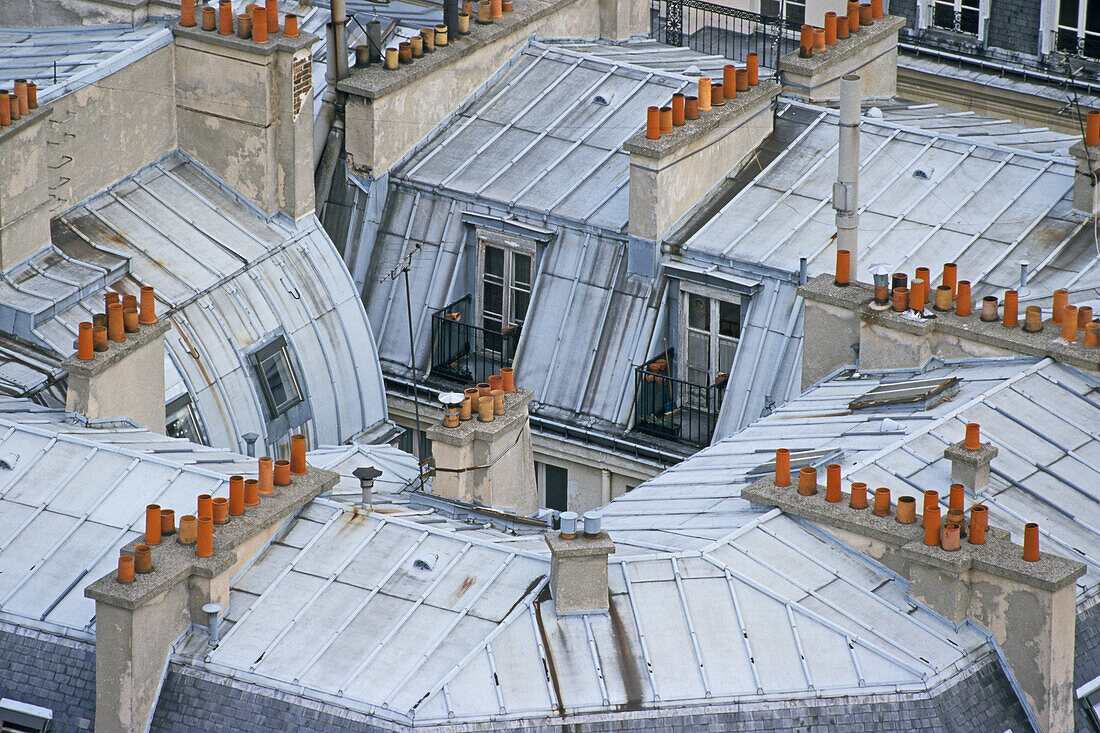Apartments, Paris rooftops and chimneys, Paris, France