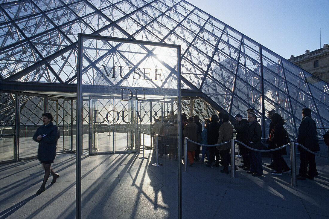 Louvre Museum with the Ieoh Ming Pei glass Pyramid, Paris, France