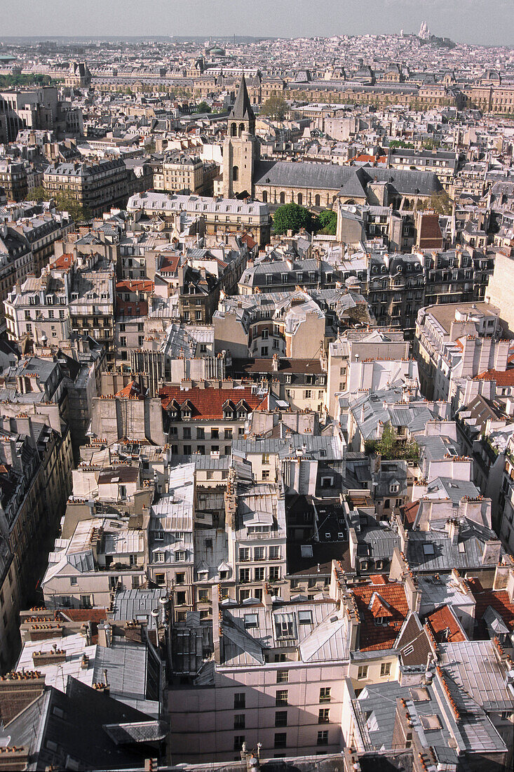 Blick von der Kirche Saint Sulpice über Saint Germain des Prés im 6. Arrondissement, Quartier Luxembourg, Paris, Frankreich, Europa
