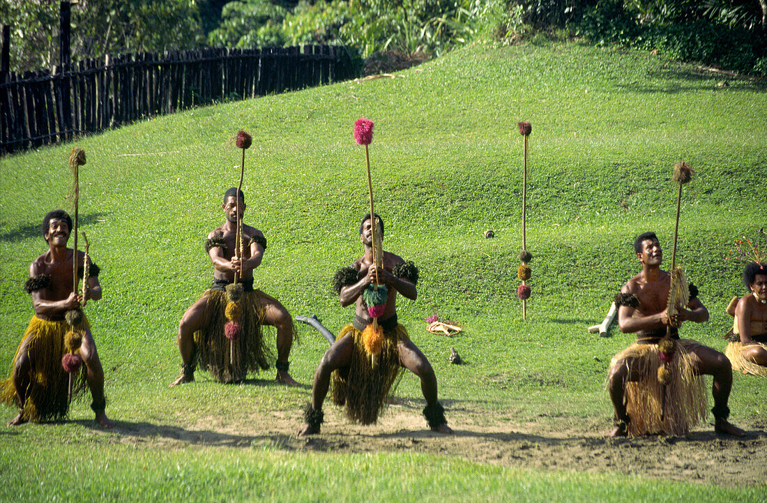 south pacific  Fiji Vitu Levu traditional village dance performance