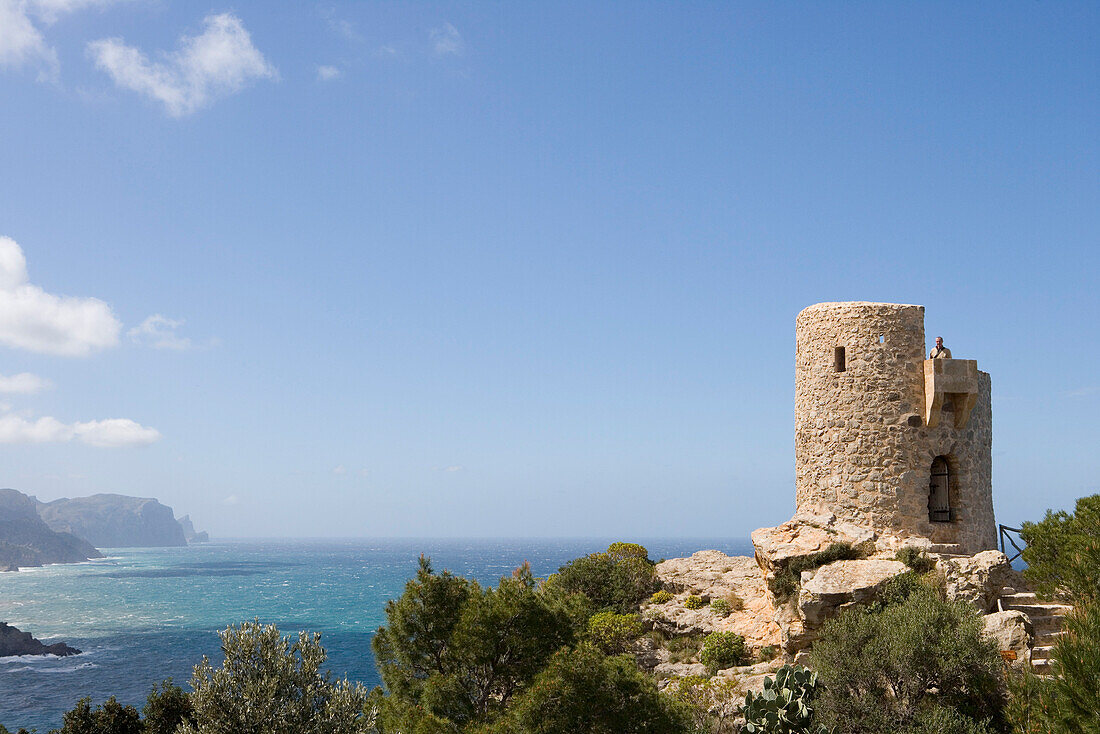 Torre de Ses Animes Watchtower, Near Banyalbufar, Mallorca, Balearic Islands, Spain