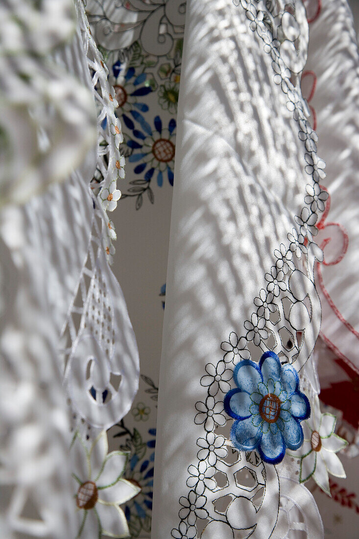 Lace Detail at Sineu Wednesday Market, Sineu, Mallorca, Balearic Islands, Spain