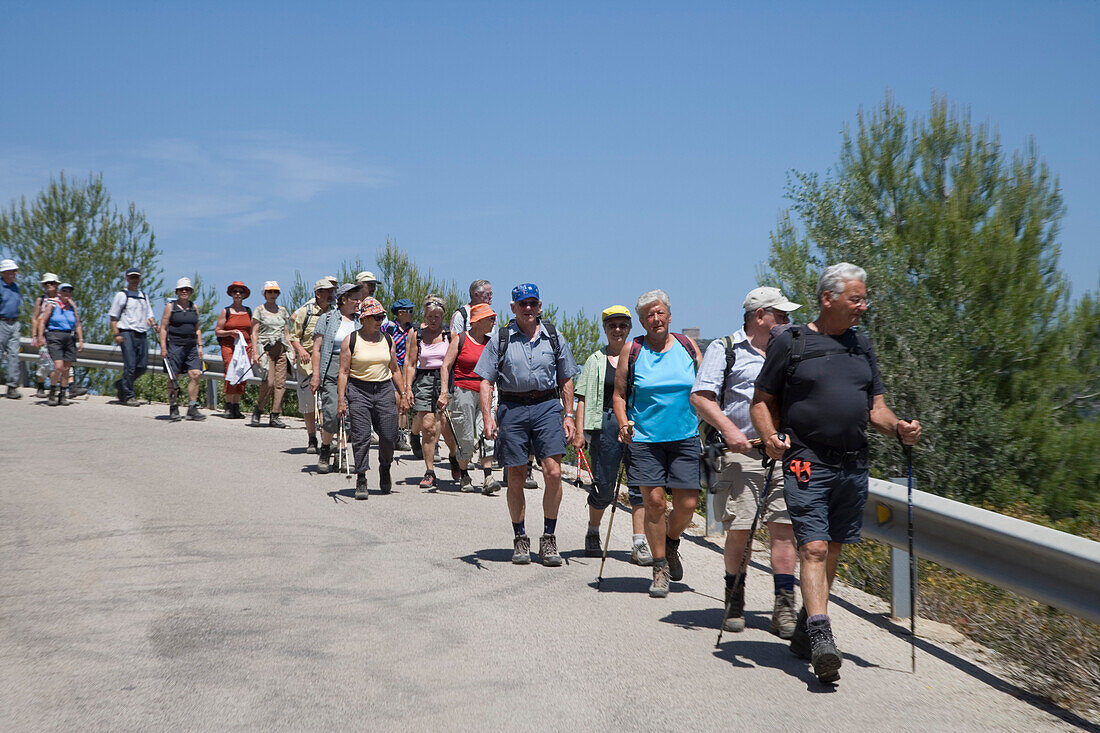 Hiking Group from Switzerland, Port de Soller, Mallorca, Balearic Islands, Spain