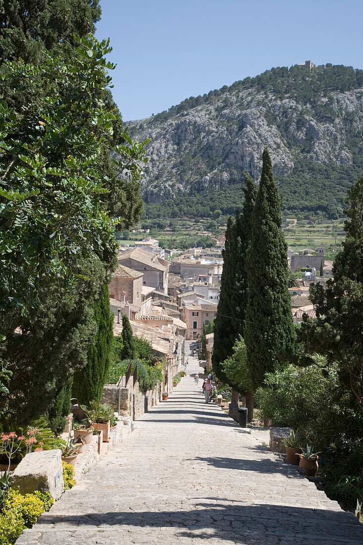 Kreuzweg der 365 Stufen zum Kalvarienberg, Pollenca, Mallorca, Balearen, Spanien, Europa