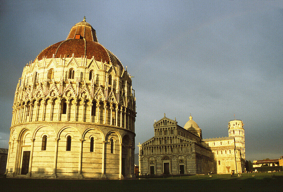 Baptistery, duomo and leaning tower. Pisa. Italy
