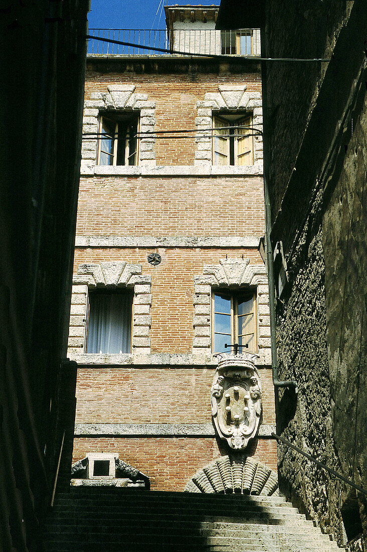 Medicis coat of arms. Colle di Val dElsa. Tuscany, Italy