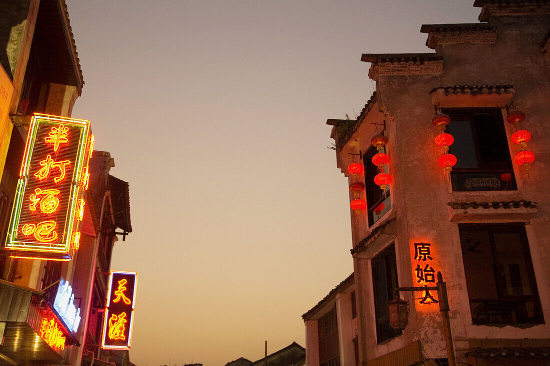 Neon lights. Yangshuo. Guangxi. China.