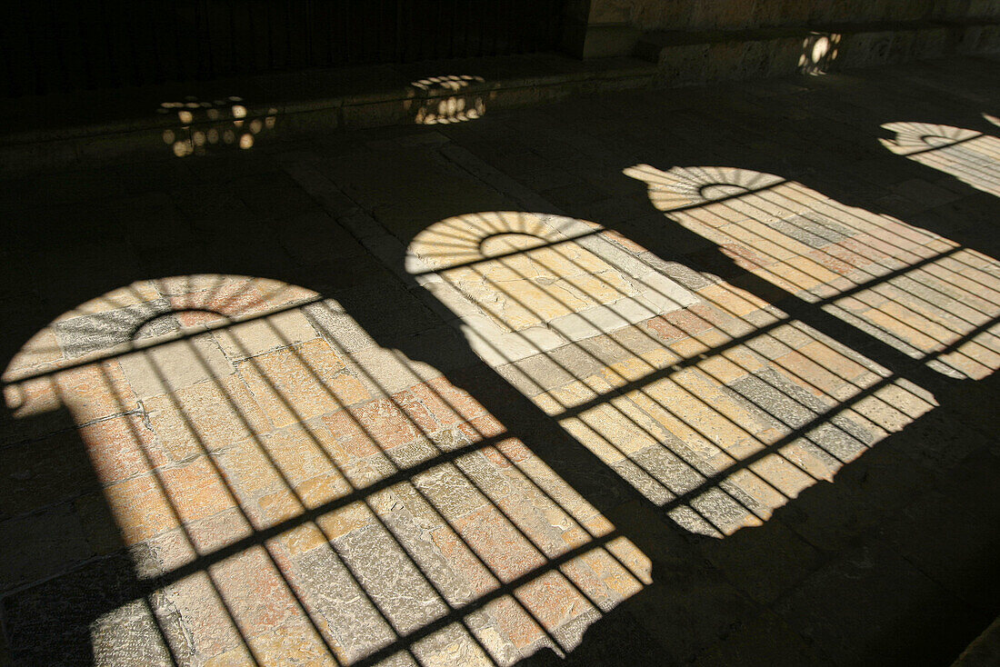 Shadows in cloister of Gothic cathedral (built 12-14th century). Tarragona. Spain