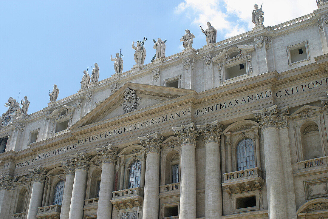 St. Peters Basilica facade. Vatican City, Rome. Italy