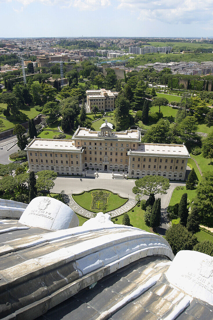 Vatican Gardens seen from St. Peters dome. Vatican City. Rome. Italy