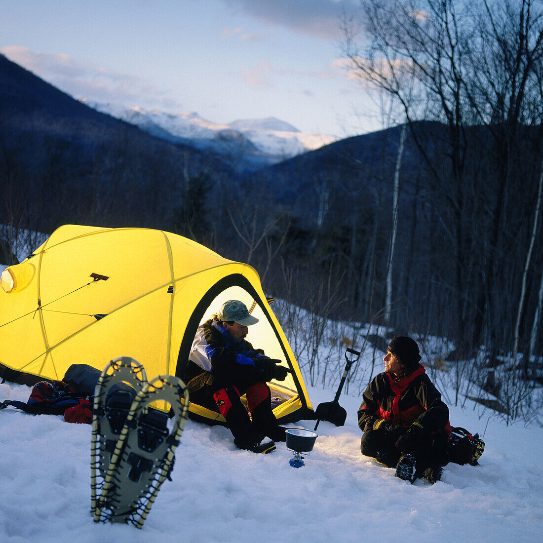 Snow camping in New Hampshire. USA