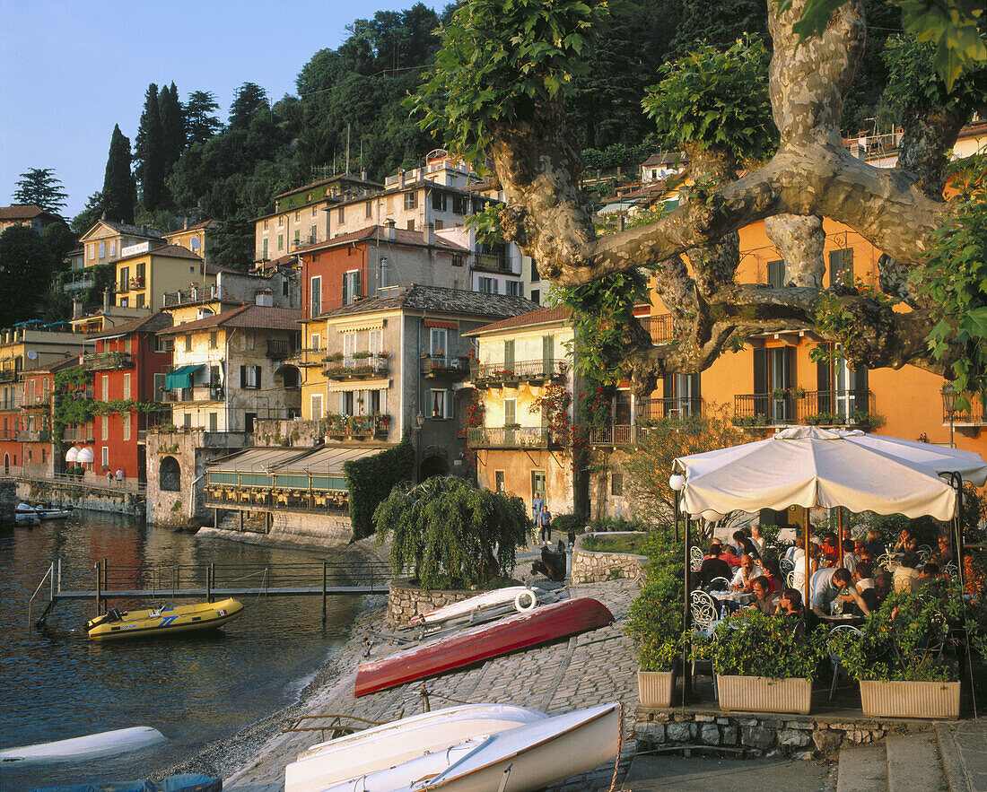 Harbor and restaurant. Varenna. Lake Como. Lombardia. Italy
