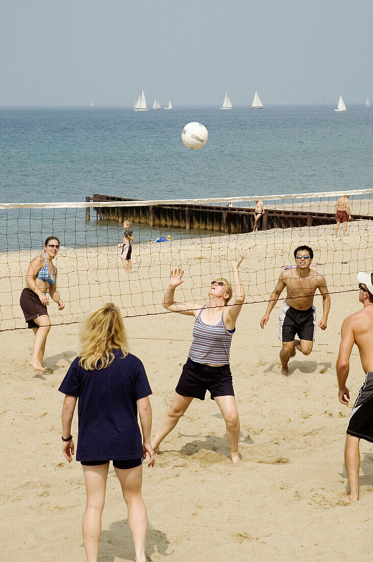 Beach volleyball action. Port Huron. Michigan. USA
