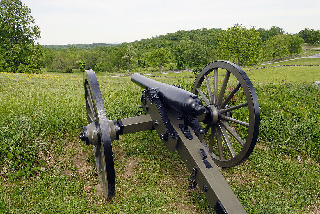 Canons on the battlefield at the Gettysburg National Battlefield and Cemetary Pennsylvania PA
