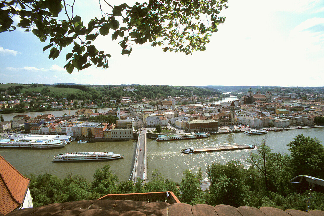 View from the fortress, Veste Oberhaus, Passau, Lower Bavaria, Bavaria, Germany