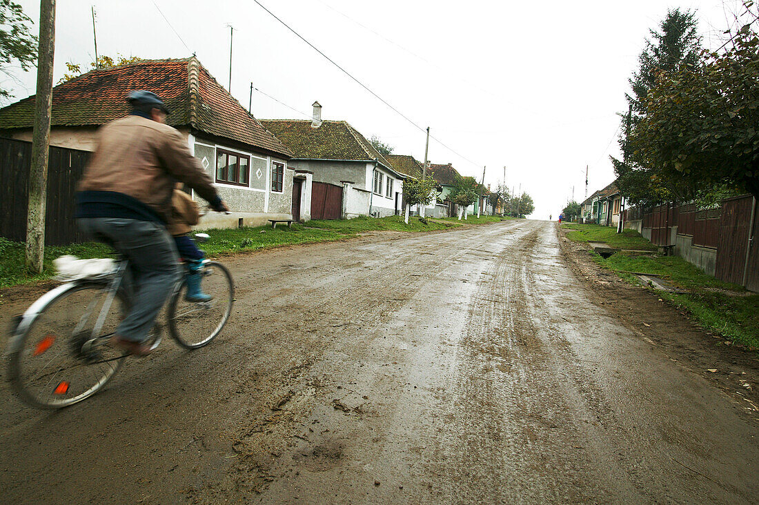 A village street in Transylvania, Romania