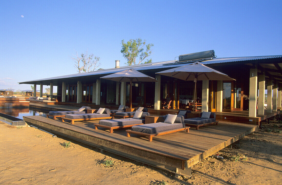 Guest bungalows at the luxurious Wrotham Park Lodge in the Cape York peninsula in Queensland, Australia