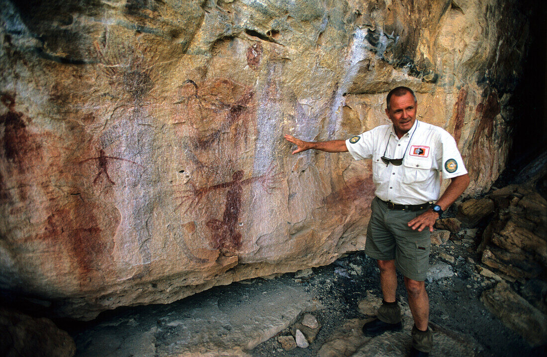 Felsmalereien der Aborigines nahe dem Jowalbinna Camp, Queensland, Australia