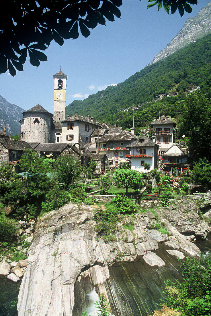 Mountain village of Vogorno in the Valley of Verzasca, Ticino, Switzerland