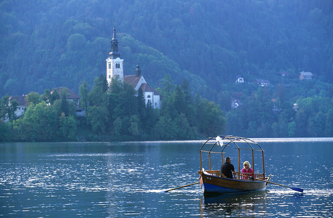 Lake Bled with Bled island and the Church of the Assumption, Slovenia