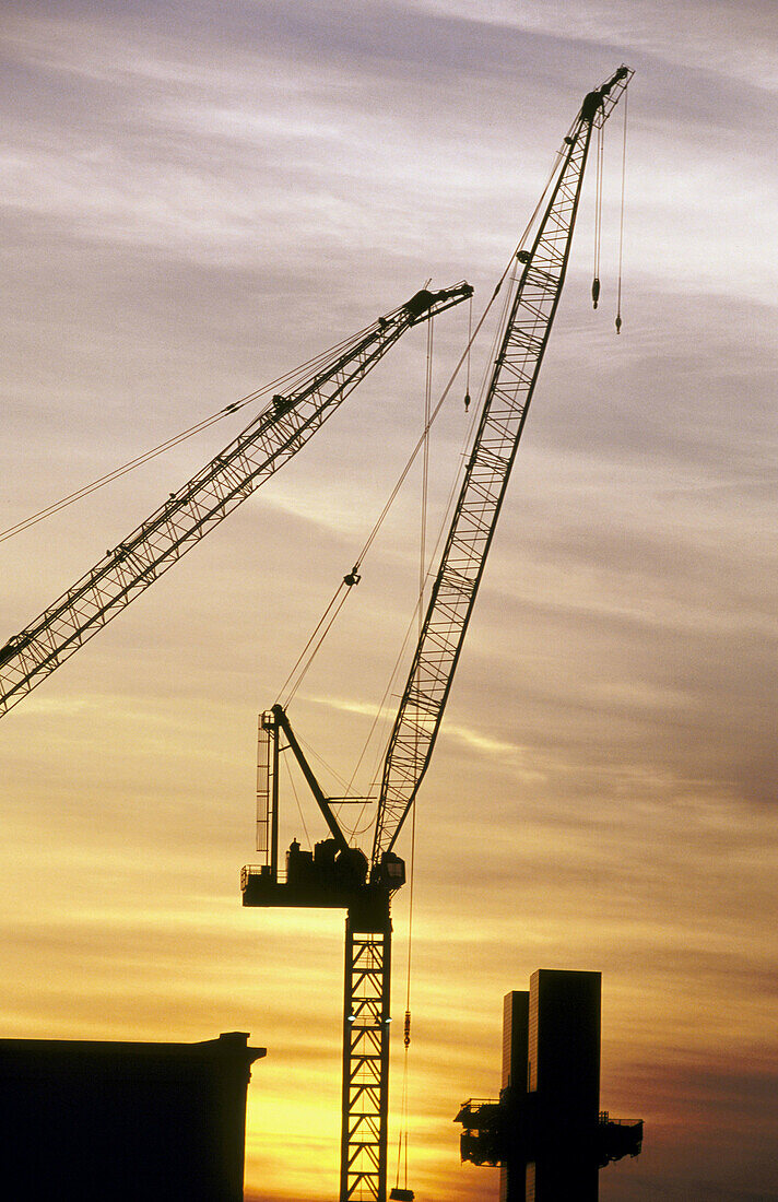 Construction cranes. New York City, USA