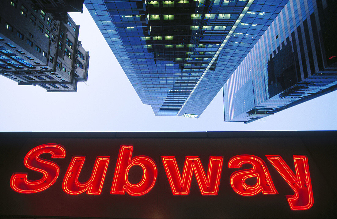 Subway entrance on Times Square. New York City, USA