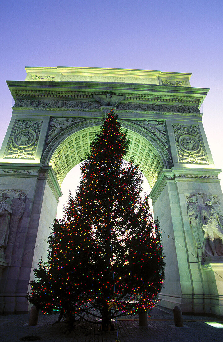 Washington Square with Christmas tree, New York City. USA