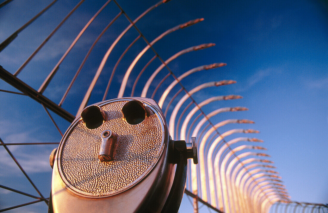 Coin-operated binocular on observation deck of the Empire State building, New York City. USA