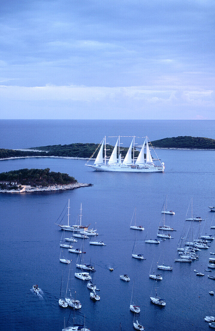 Boats on Adriatic Sea. Hvar. Croatia.