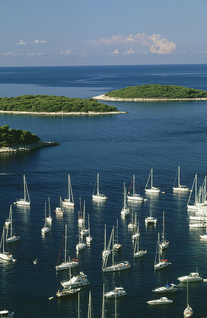 Boats on Adriatic Sea. Hvar. Dalmatia. Croatia.