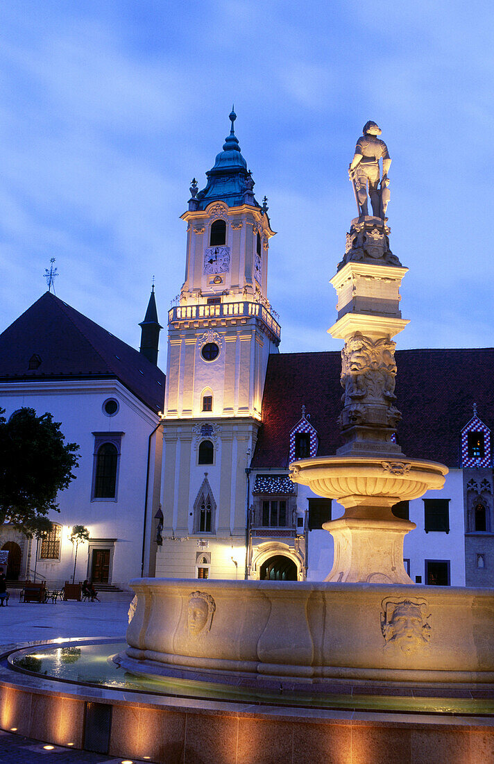 Maximilian Fountain. Town Hall. Bratislava. Slovakia.
