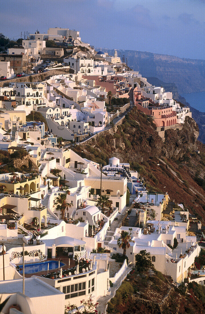 Sunset at Imerovigli village, Santorini. Cyclades, Greece