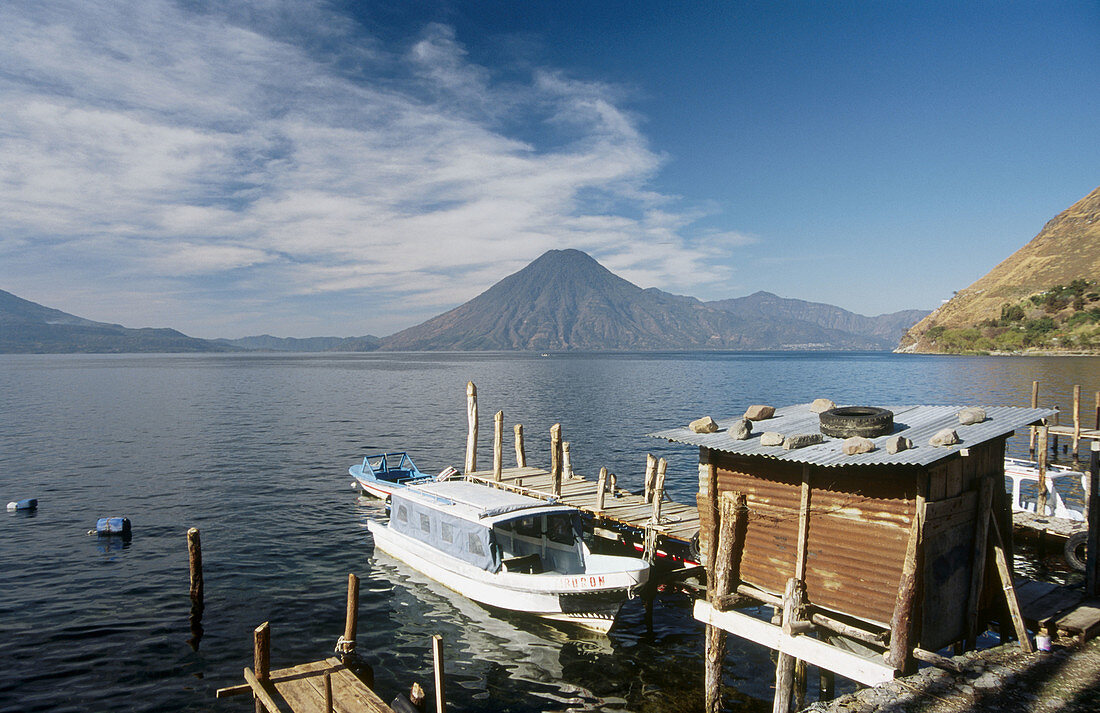 Atitlan lake, Santa Cruz and San Pedro Volcanoes, Guatemala.