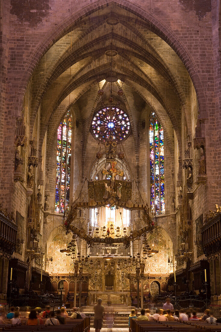 Interior of La Seu Palma Cathedral, Palma, Mallorca, Balearic Islands, Spain