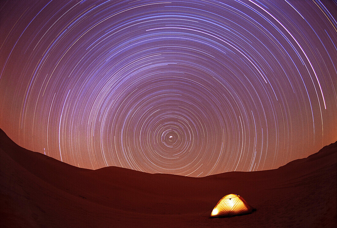 camping under the starry sky in the libyan desert, Libya, Africa