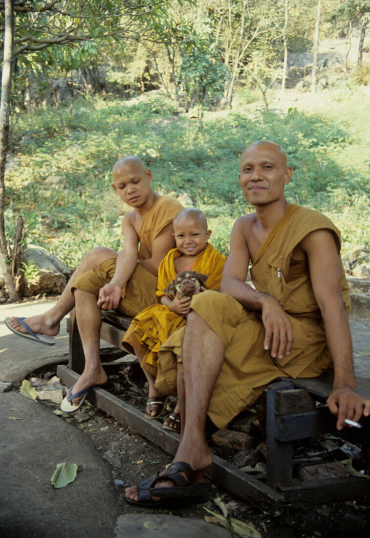 Monks near Chiang Mai, North Thailand, Thailand