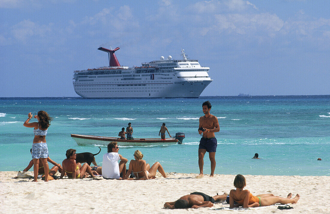 Cruise ship, Playa del Carmen. Caribbean, Quintana Roo, Mexico