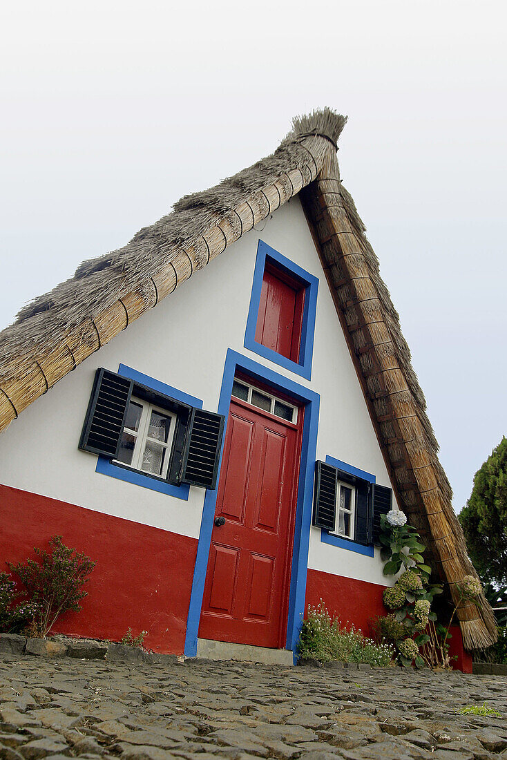 Typical Casa de Colmo (thatched roof house). Santana. Madeira. Portugal.